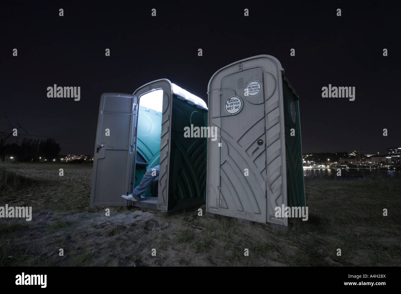 Les toilettes portatives, Hambourg, Allemagne Banque D'Images