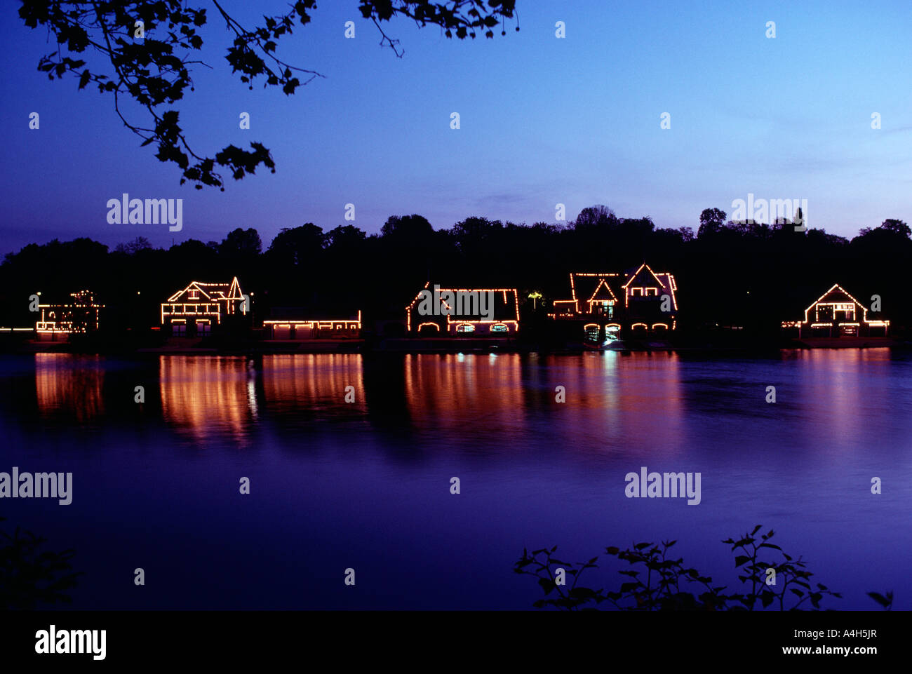 Bateau maison rangée, de la rivière Schuylkill, Fairmont Park, Philadelphia, USA, Banque D'Images