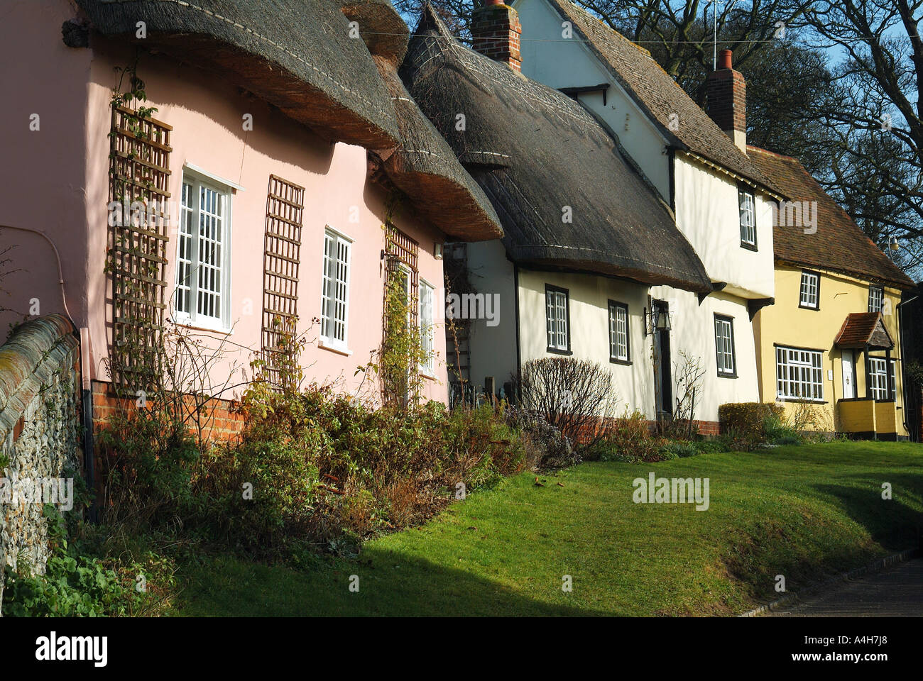 Chaumières dans wendens ambo, Essex, Angleterre Banque D'Images
