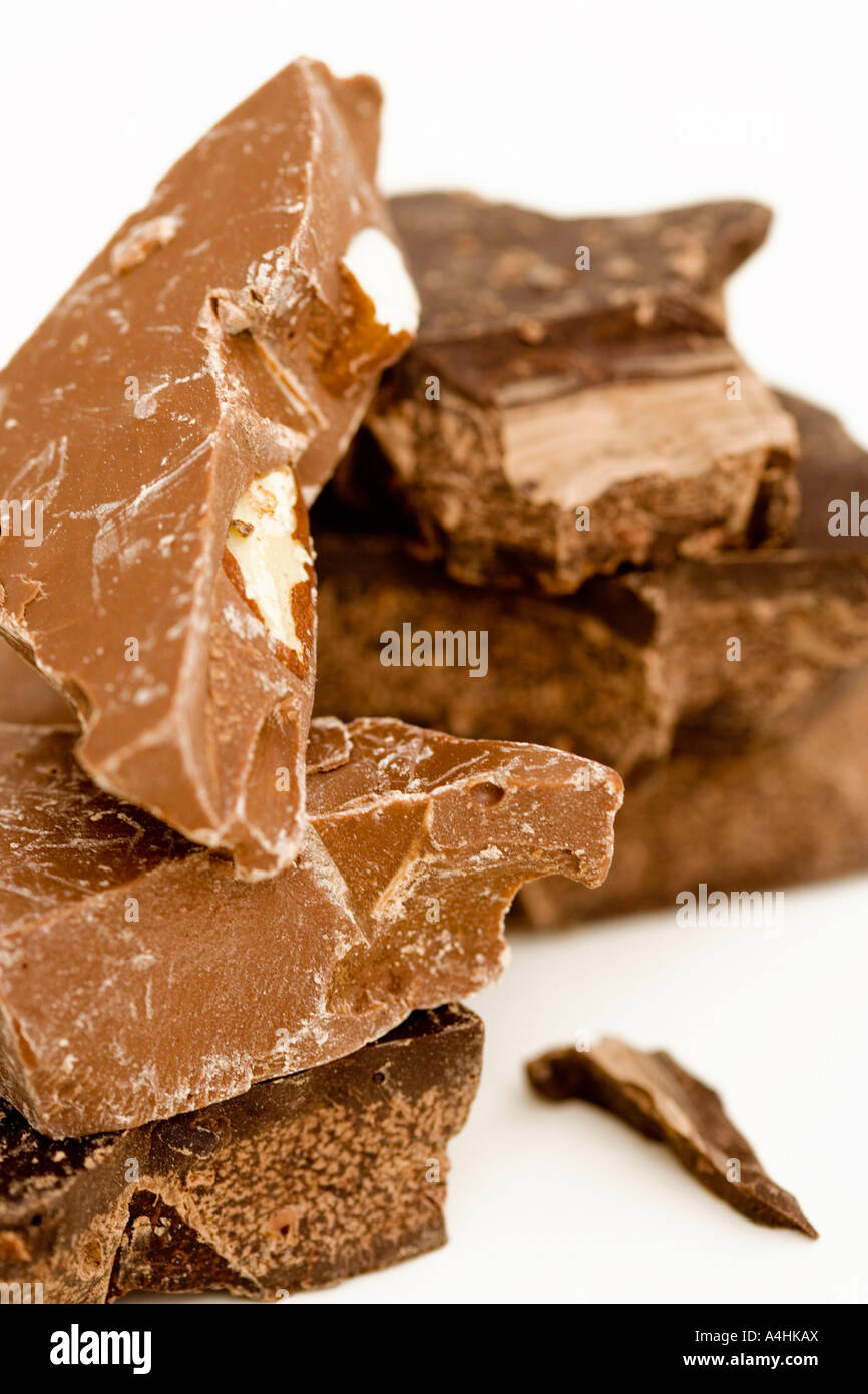 Blocs de chocolat au lait Banque D'Images