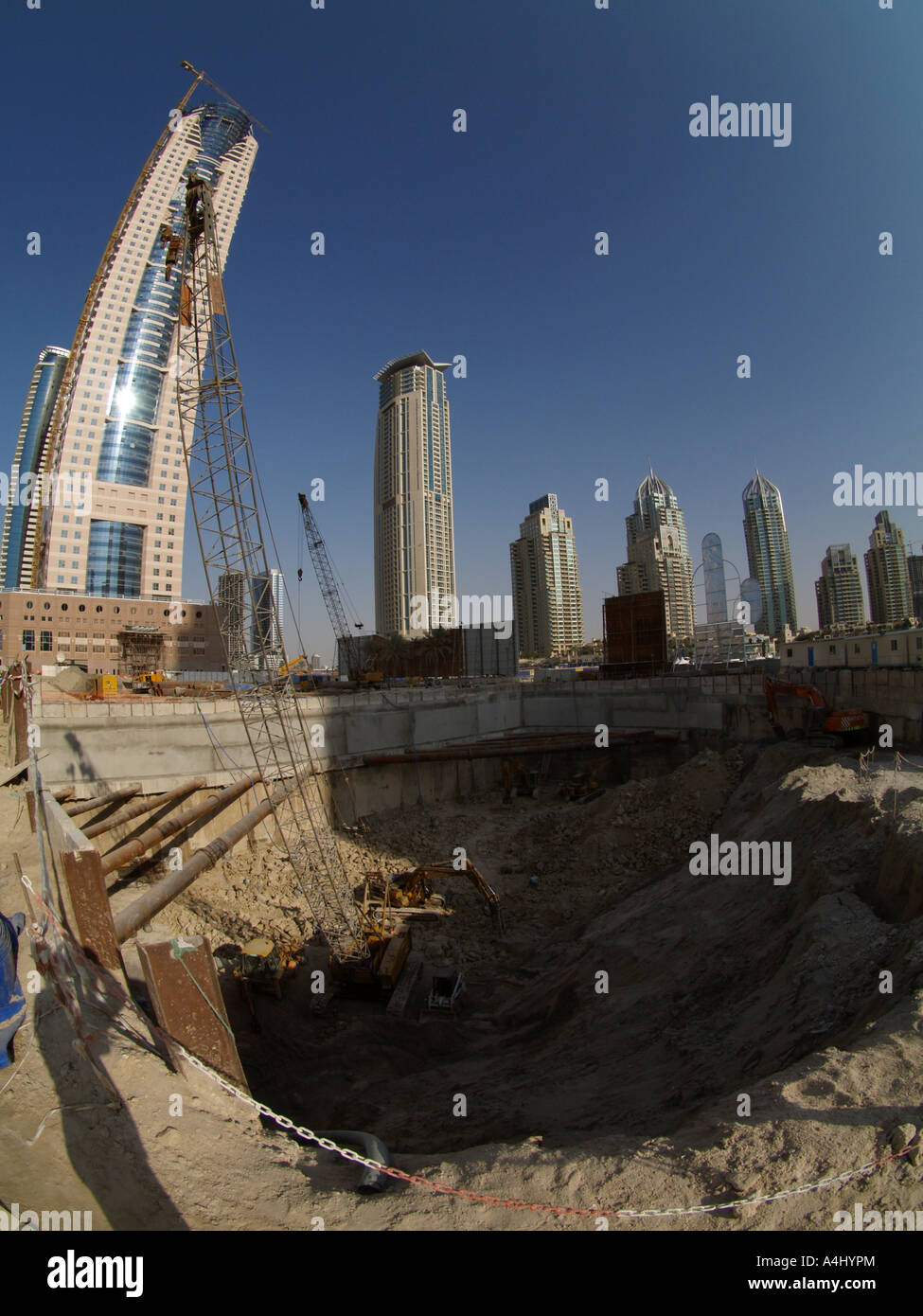 La Marina de Dubaï, site de construction de la tour de l'infini Banque D'Images