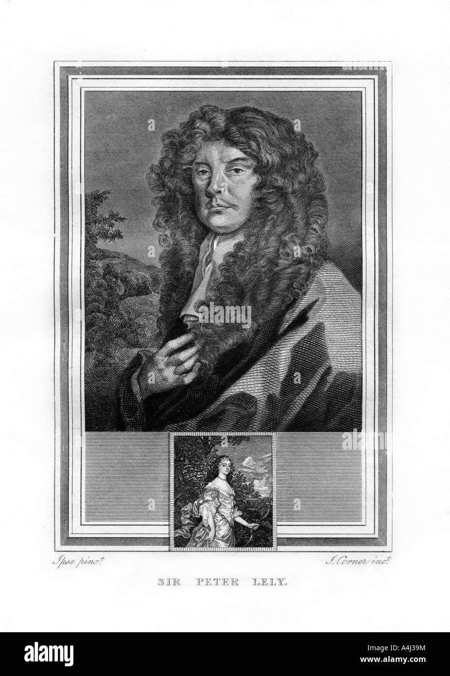 Sir Peter Lely, néerlandais-né English Baroque era painter, (1825).Artiste : John Corner Banque D'Images