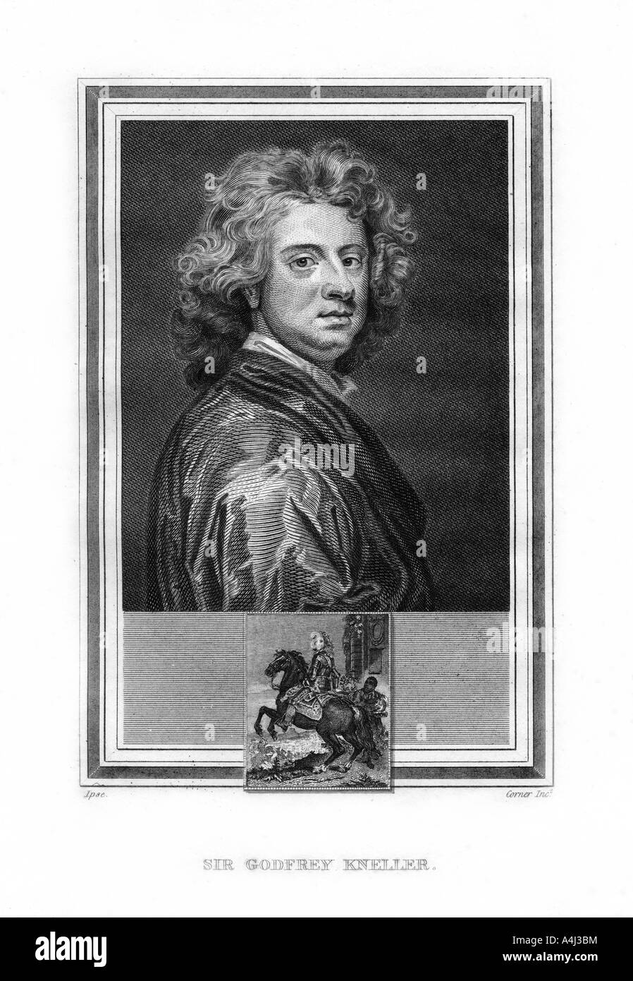 Sir Godfrey Kneller, Anglais d'origine allemande (Painter, 1825).Artiste : John Corner Banque D'Images