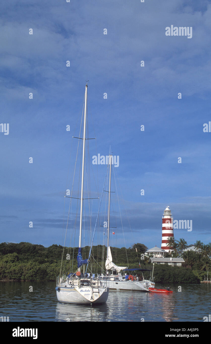 Abaco Bahamas phare Hopetown Harbour Banque D'Images