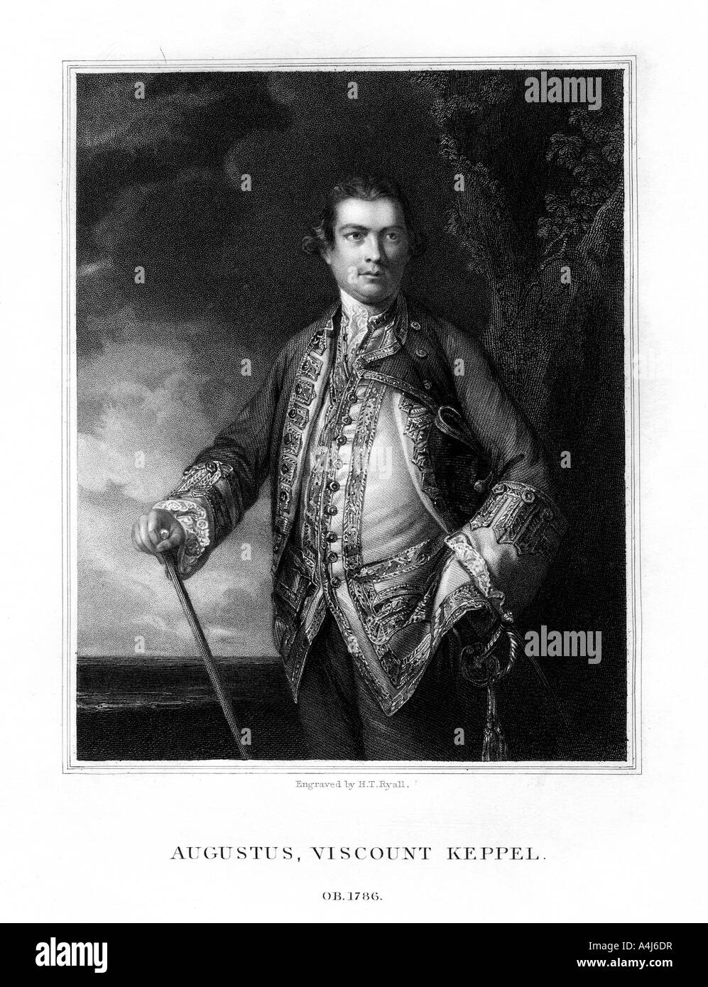 Augustus Keppel, 1er vicomte Keppel, amiral britannique, (1833).Artiste : Henry Thomas Ryall Banque D'Images