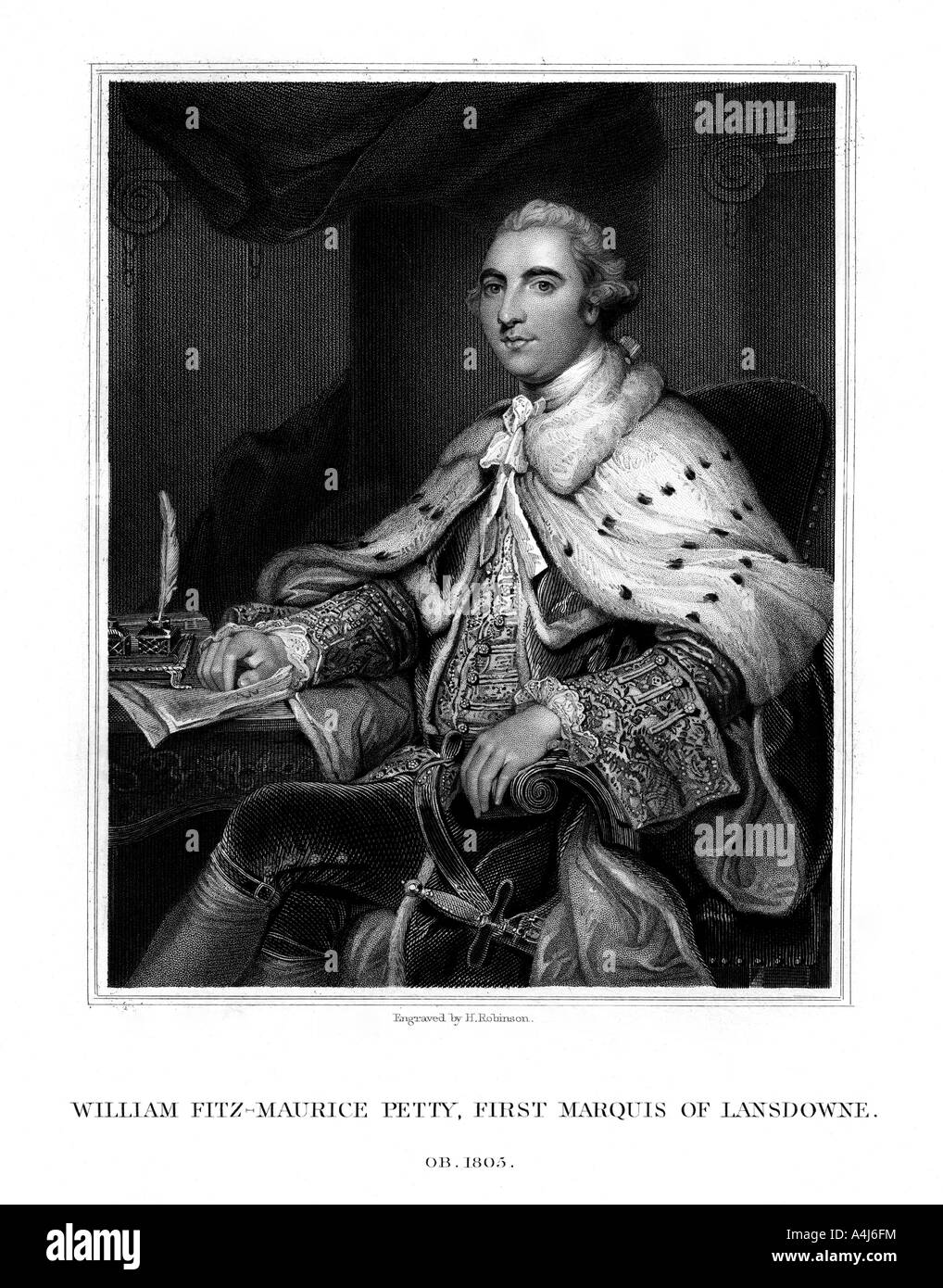 William Petty, 1er marquis de Lansdowne, homme d'État britannique du parti Whig, (1832).Artiste : H Robinson Banque D'Images