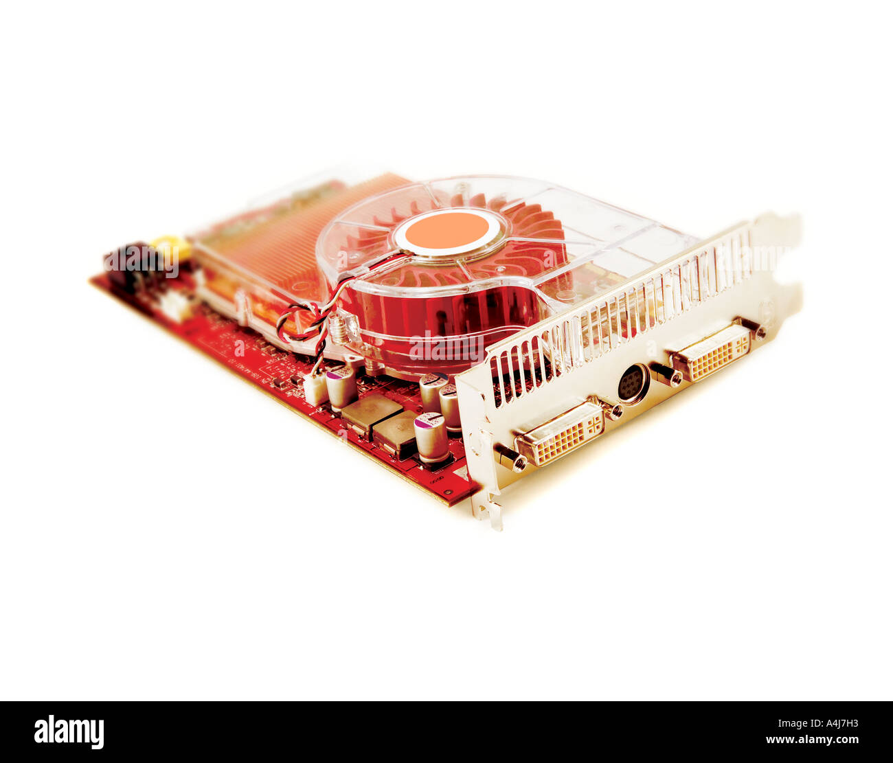 Carte graphique ordinateur PC, refroidissement par ventilateur. Banque D'Images