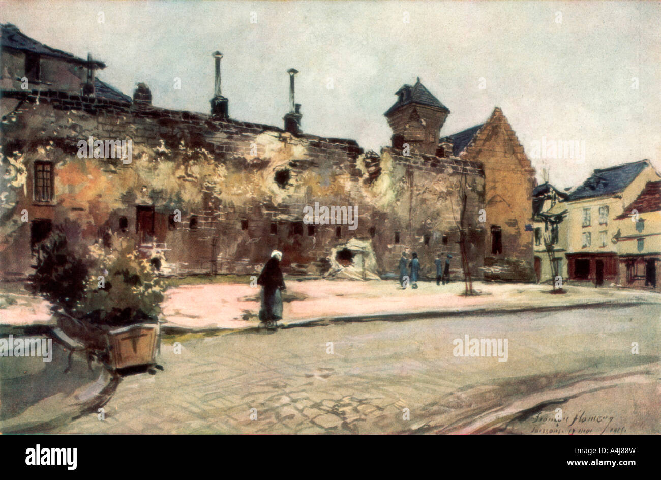 'La Caserne de Soissons", France, 1915, (1926).Artiste : François Flameng Banque D'Images