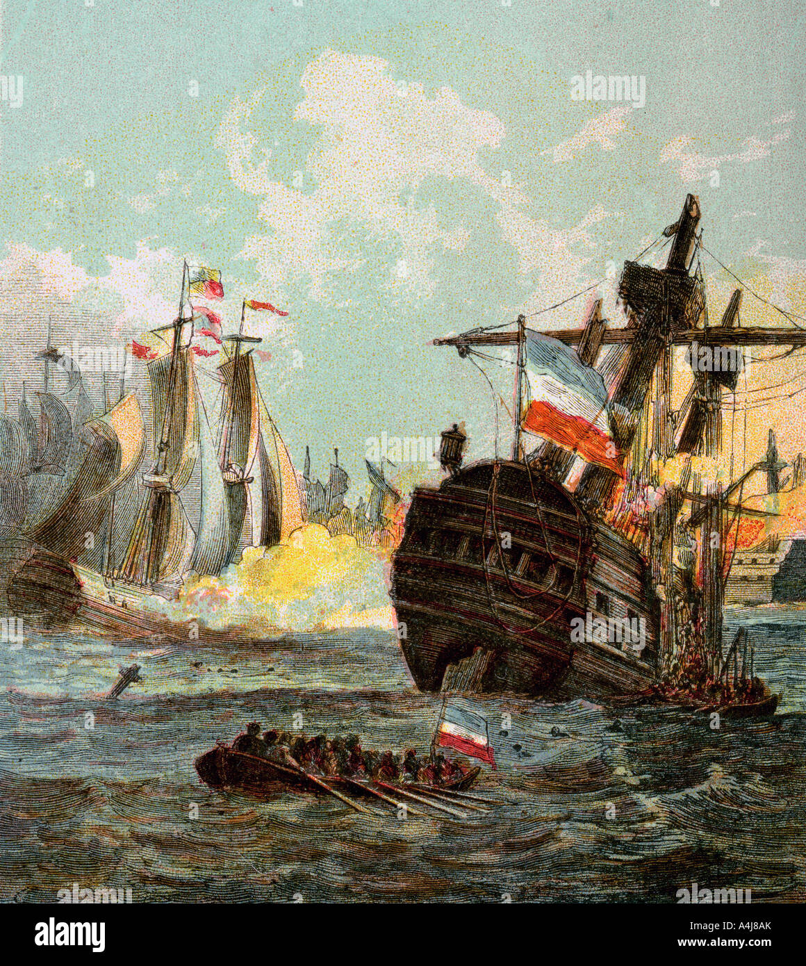 'Defeat de la flotte néerlandaise', 1666 (c1850s). Artiste : Inconnu Banque D'Images