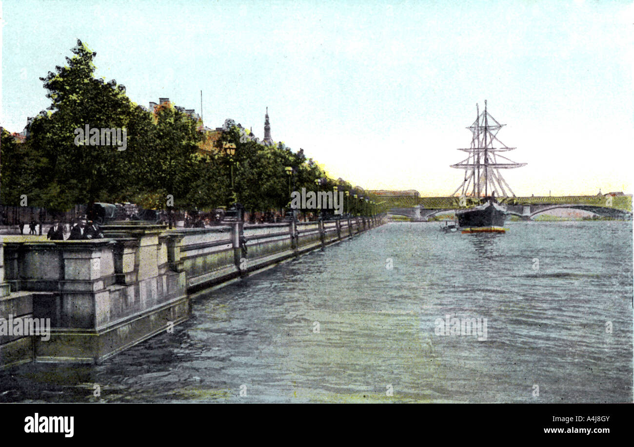 Thames Embankment, London, 20e siècle. Artiste : Inconnu Banque D'Images