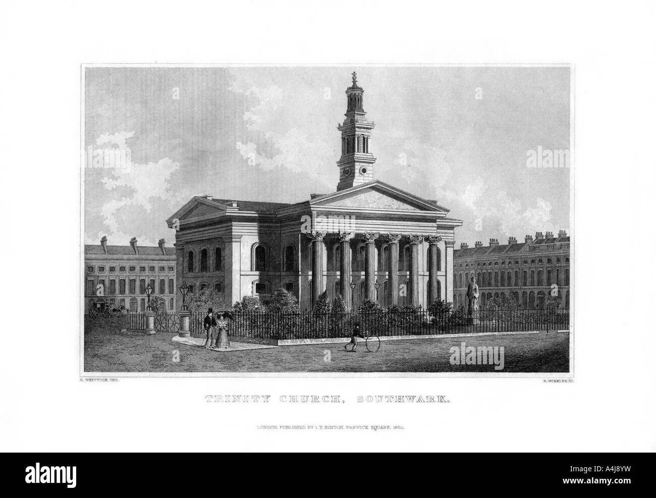 L'église Trinity, Southwark, Londres, 1830. Organisateur : R bigorneaux. Banque D'Images