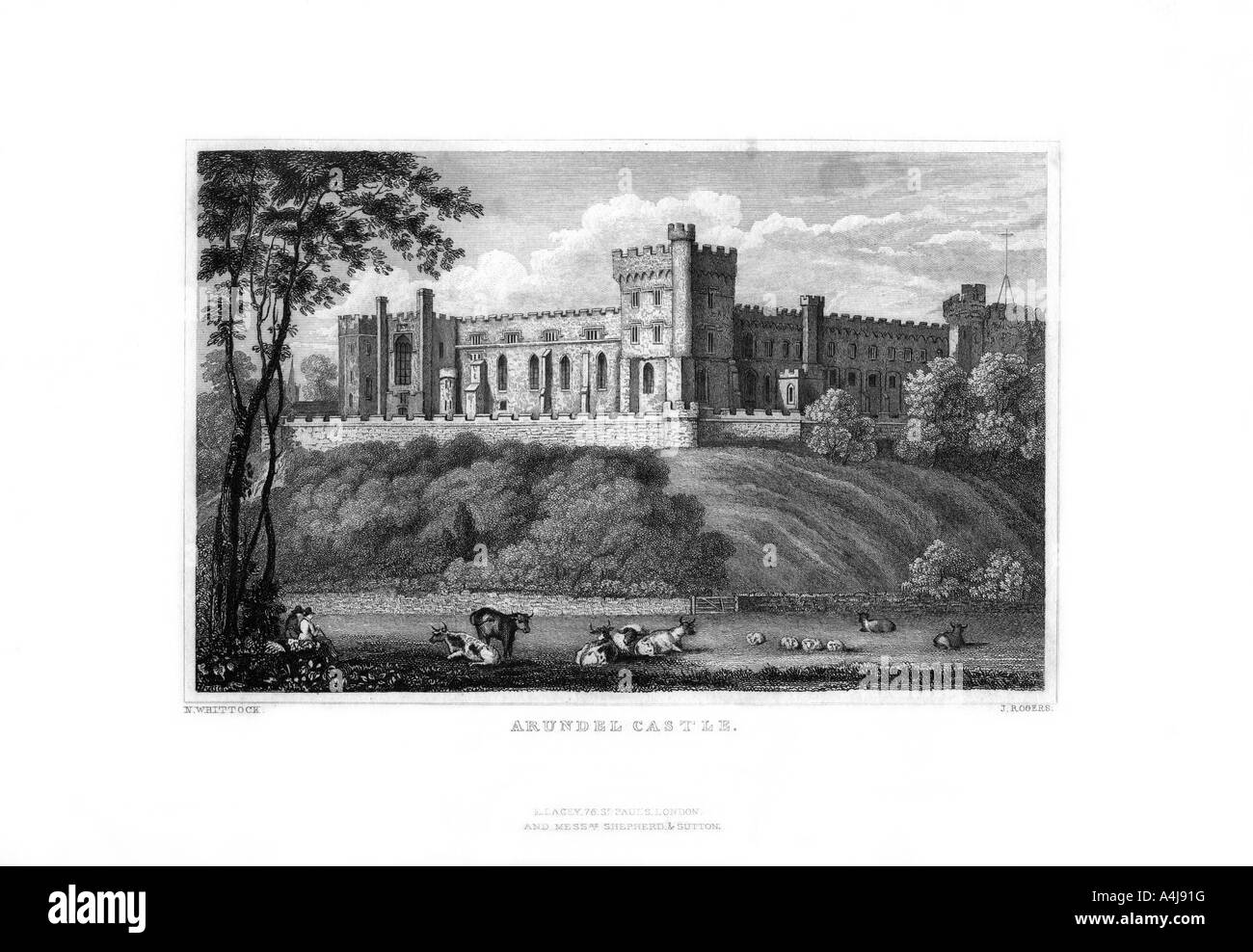 Château d'Arundel, Sussex de l'Ouest, 1829.Artiste : J Rogers Banque D'Images