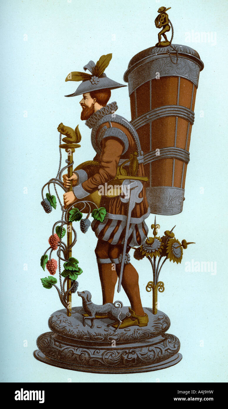 Décoration de table allemand de cuivre doré et émaillé, fin du 16e siècle, (1870).Artiste : Franz Kellerhoven Banque D'Images