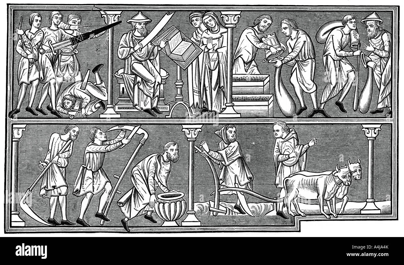 Scènes de la vie médiévale, 13e siècle, (1870). Artiste : Inconnu Banque D'Images