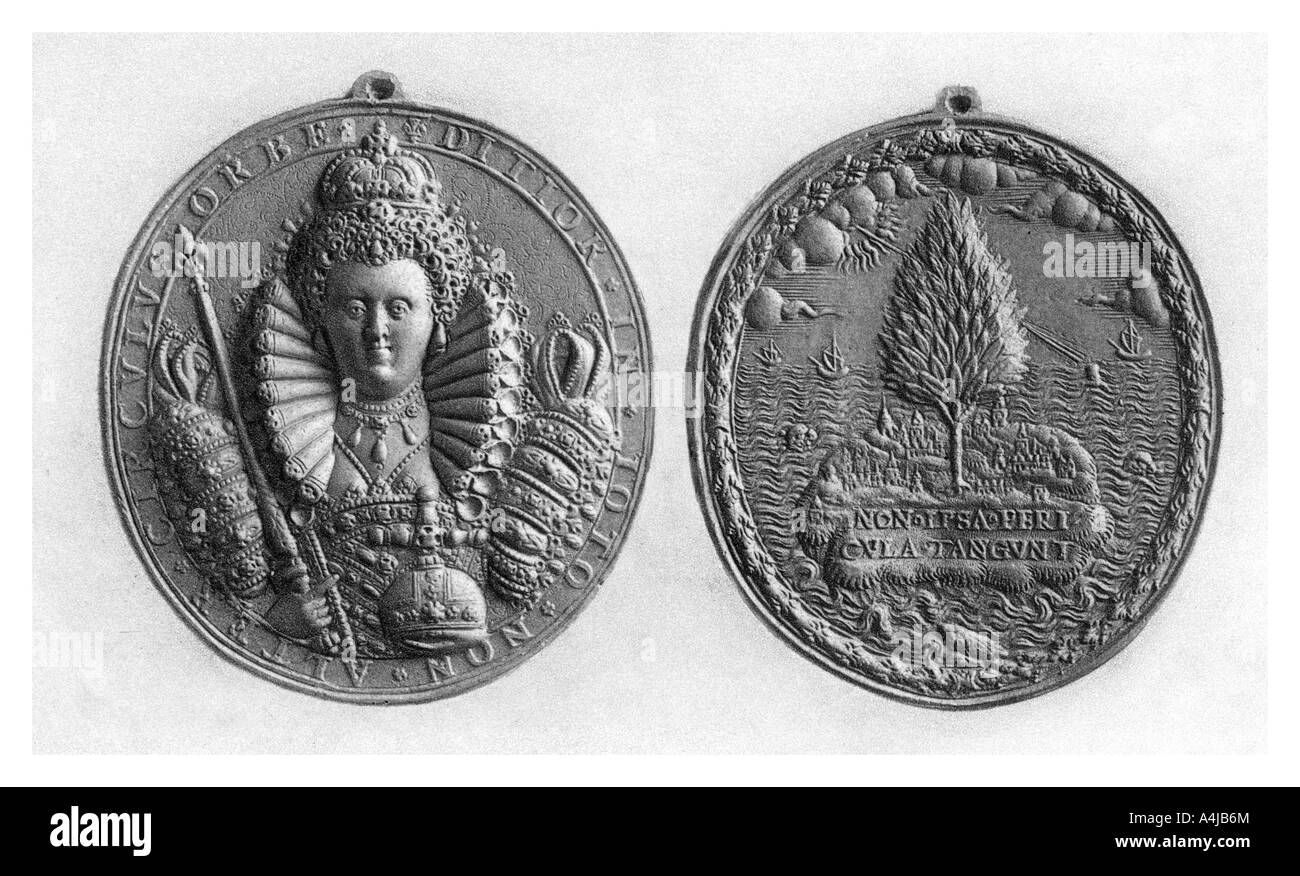 Médaille de la reine Elizabeth I, 16ème siècle, (1896). Artiste : Inconnu Banque D'Images