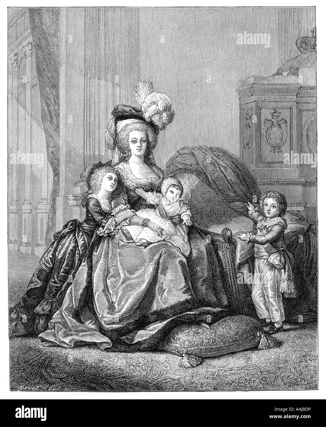 Marie et ses enfants Banque d'images noir et blanc Alamy