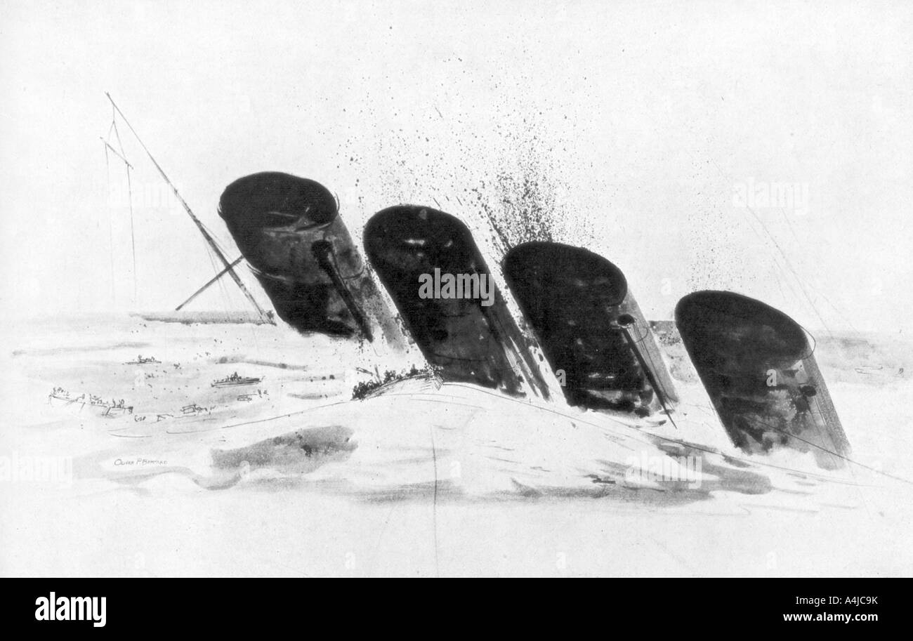 Le naufrage du RMS Lusitania, le 7 mai 1915, (1926). Artiste : Oliver Bernard Banque D'Images