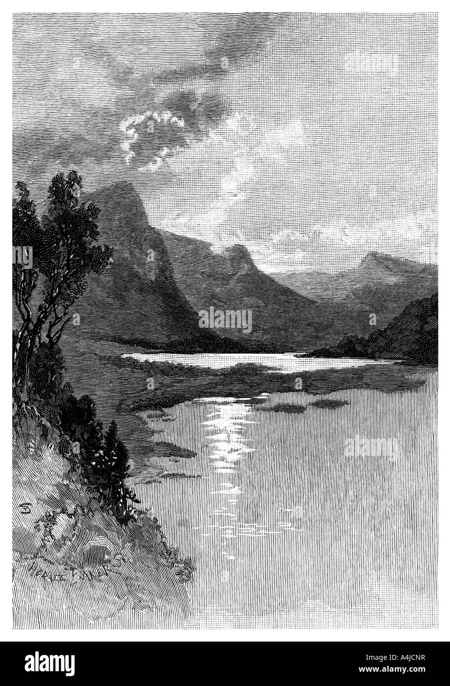 Valley Lake, Mount Gambier, Australie du Sud, 1886.Artiste : H Baker Banque D'Images