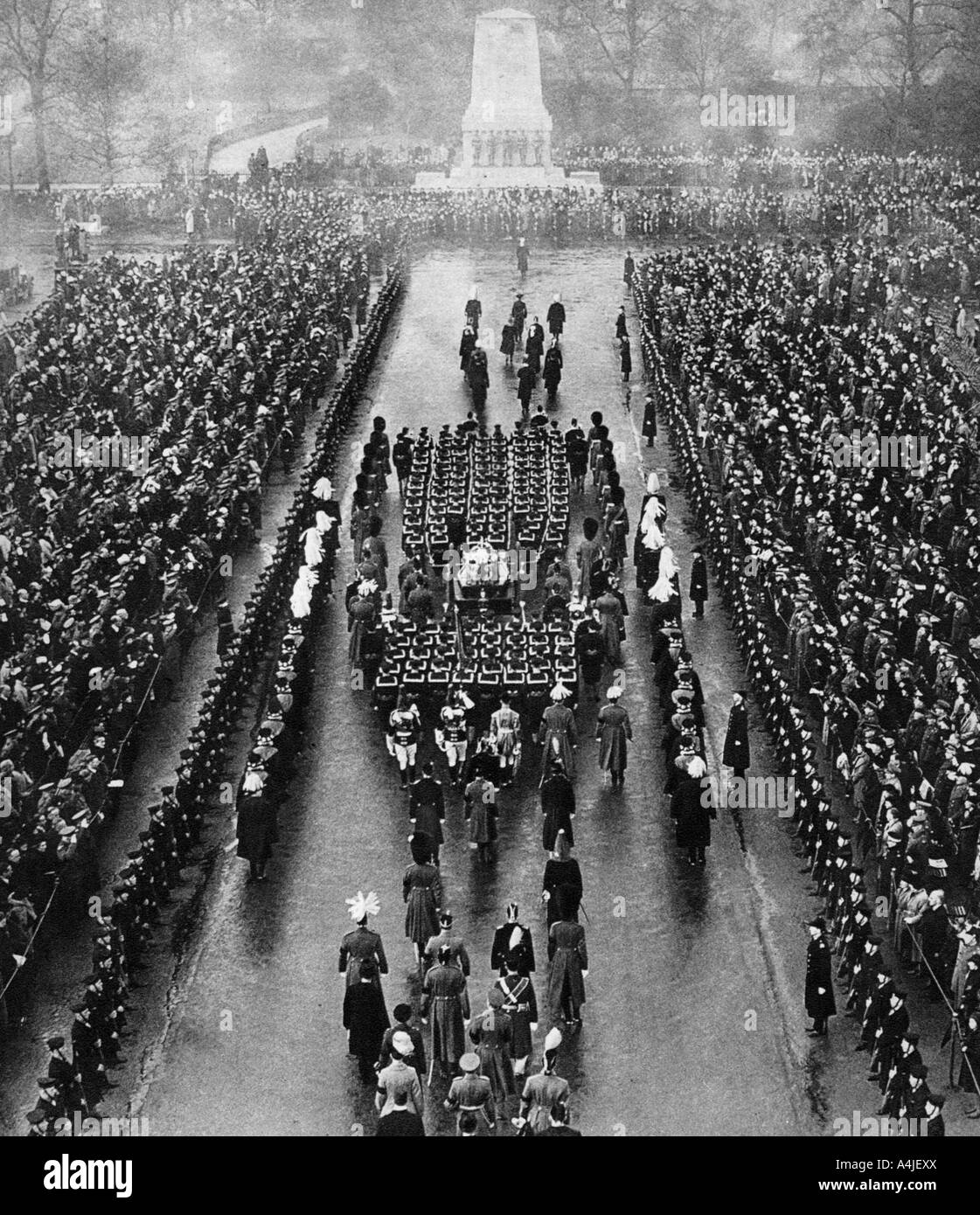 George V's cortège funèbre sur la parade des Horse Guards, Londres, 28 janvier 1936. Artiste : Inconnu Banque D'Images