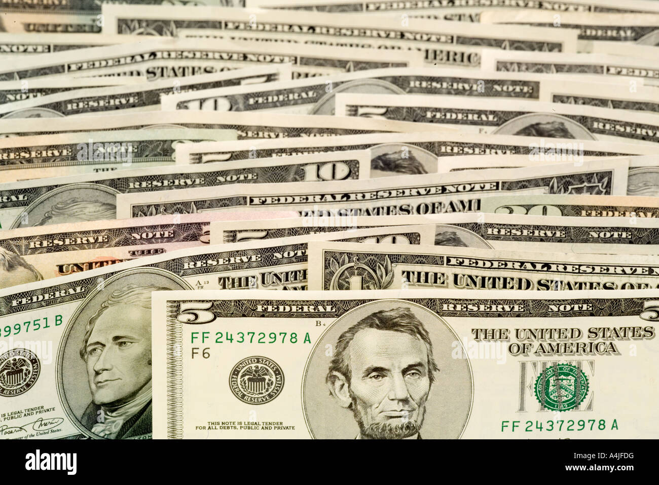 Billets de banque US 15 10 20 50 billets de banque dollar bills Banque D'Images