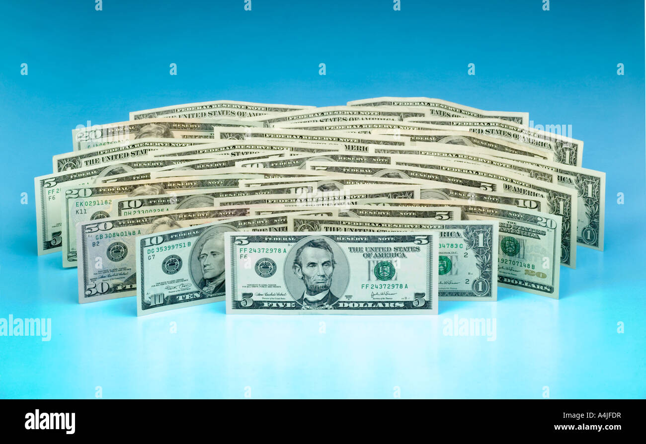 Billets de banque US 15 10 20 50 billets de banque dollar bills Banque D'Images