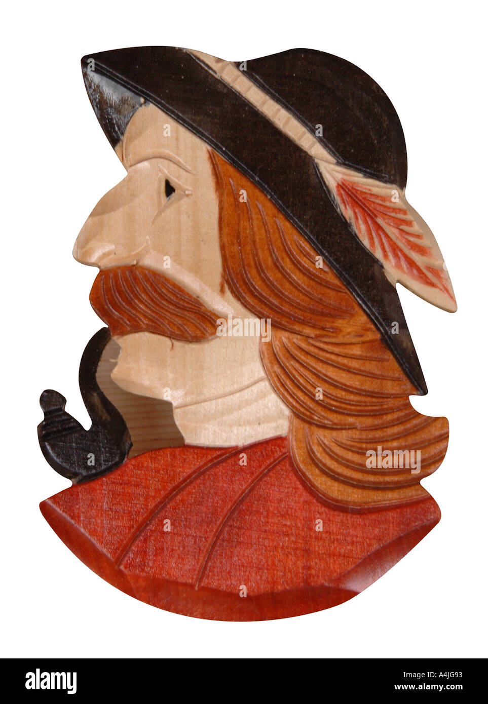 Un chef d'Highlander, sculpté dans le bois juste Zakopane Banque D'Images