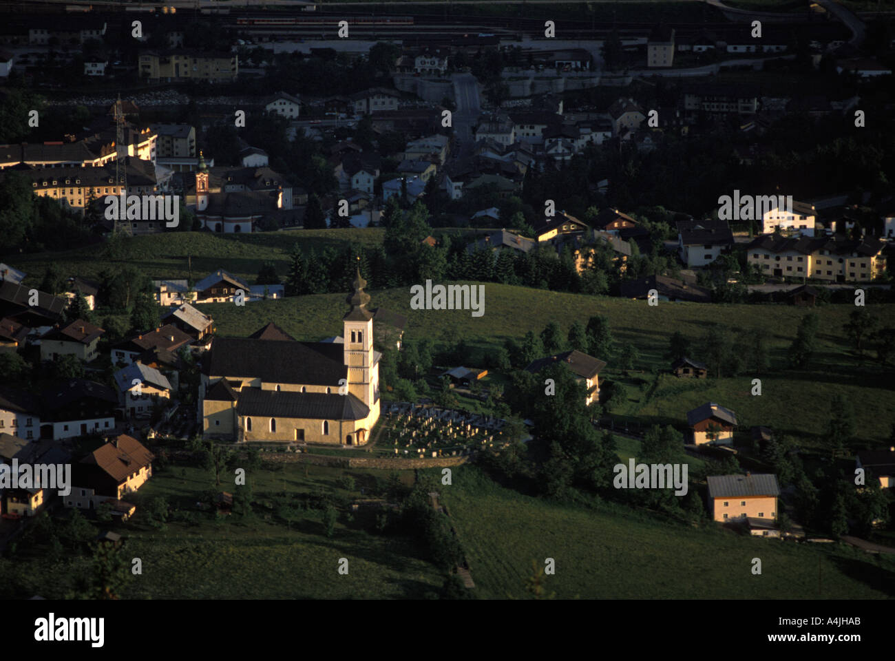 Vue aérienne d'un village de l'Autriche l'Europe Banque D'Images