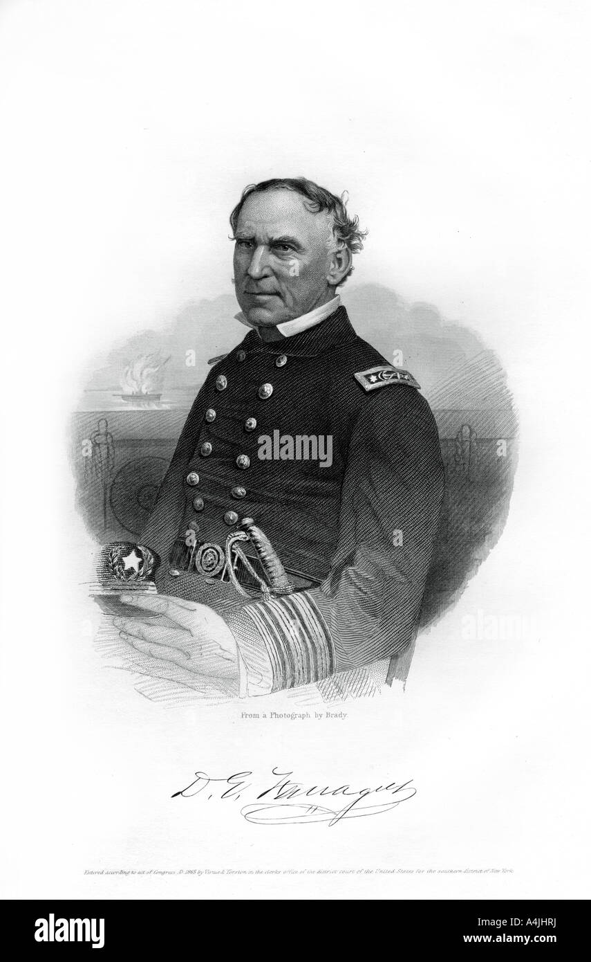 L'amiral David Farragut, officier de la Marine américaine dans la guerre civile américaine, 1862-1867. Artiste : Inconnu Banque D'Images