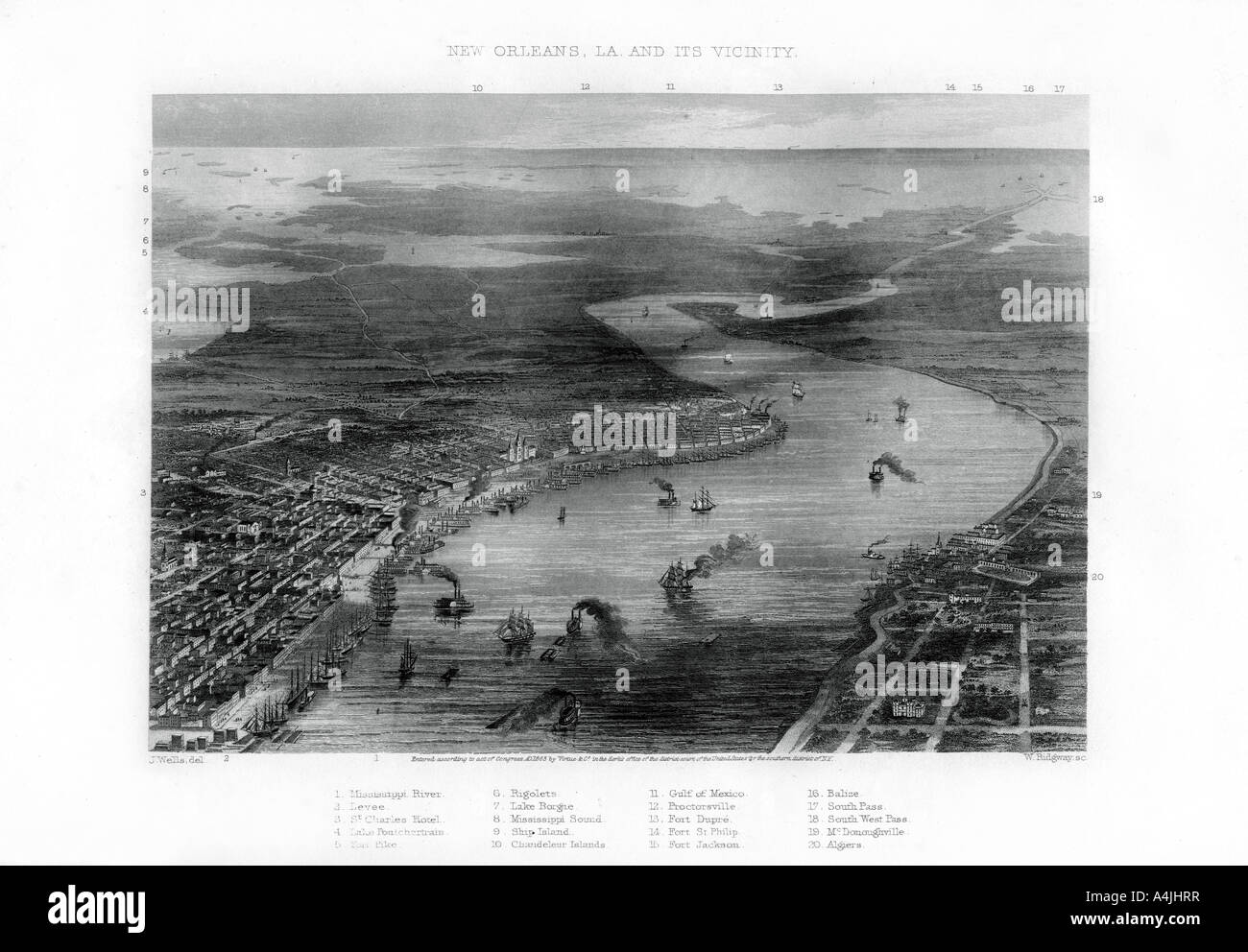 La Nouvelle Orléans, Louisiane et ses environs, 1862-1867.Artist : W Ridgway Banque D'Images