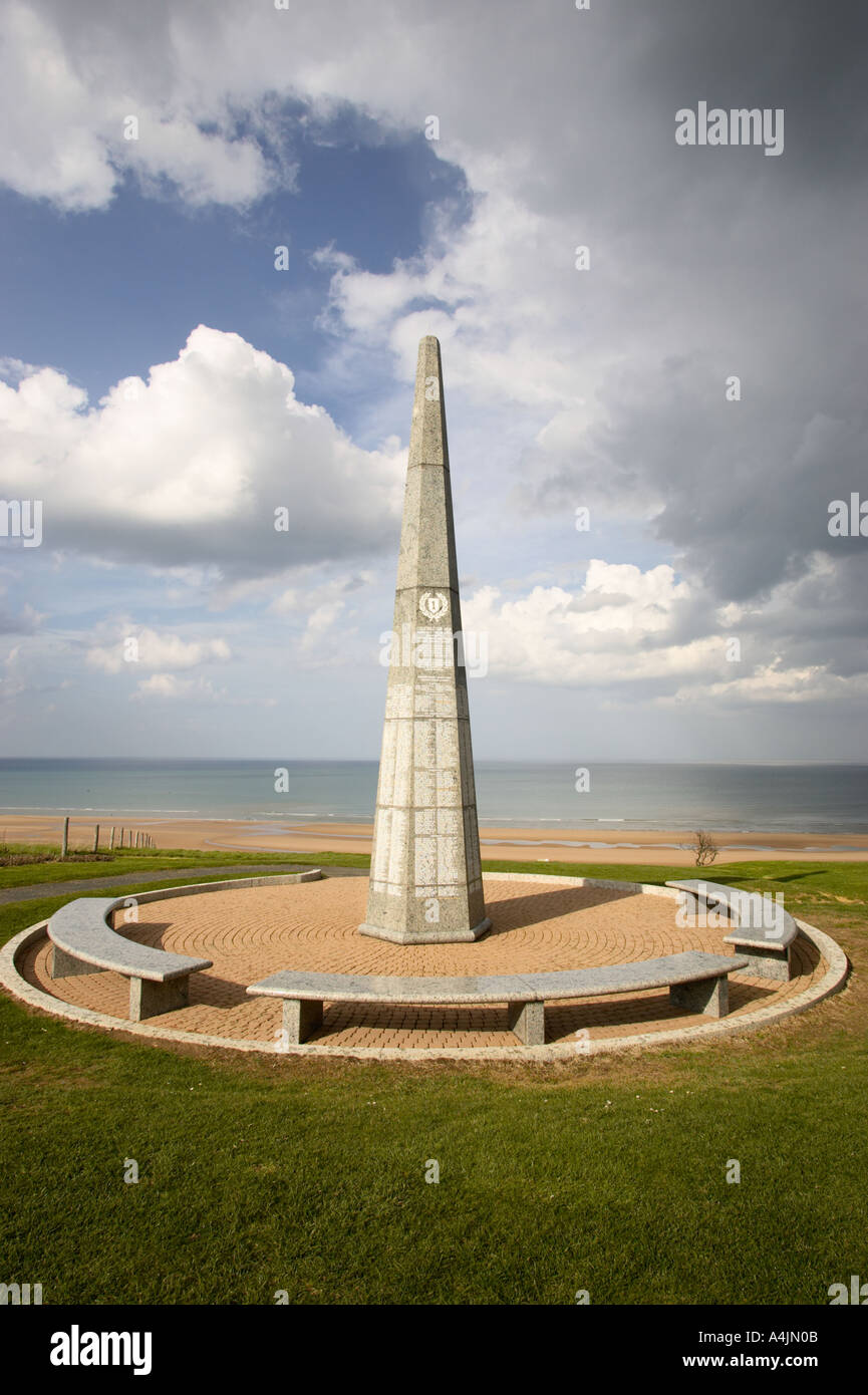 US Army 1st Infantry monument situé sur Omaha Beach à Colleville sur Mer, Normandie, France Banque D'Images