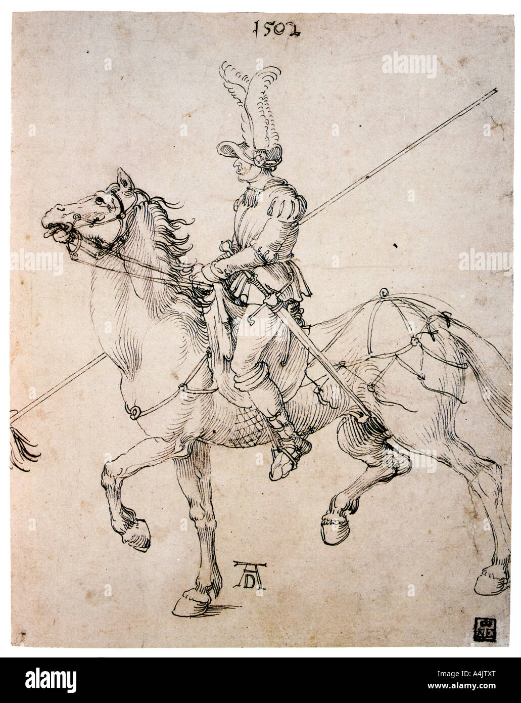 'Cavalier avec Lance', 1502. Artiste : Albrecht Dürer Banque D'Images