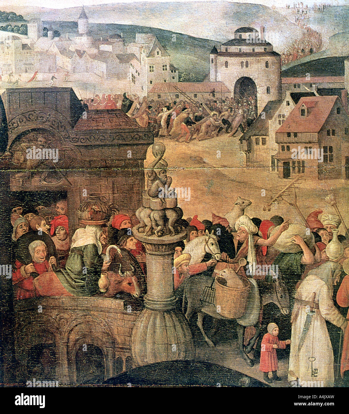 "Christ conduisant les marchands du Temple" (détail), c1584-1638. Artiste : Pieter Brueghel le Jeune Banque D'Images