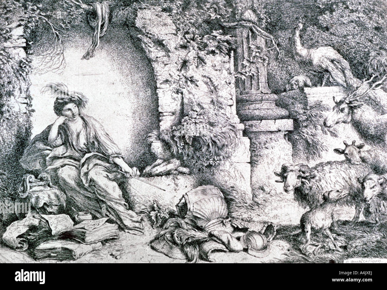 'Évolution de Circé Ulysse" les hommes", c1650. Artiste : Giovanni Benedetto Castiglione Banque D'Images