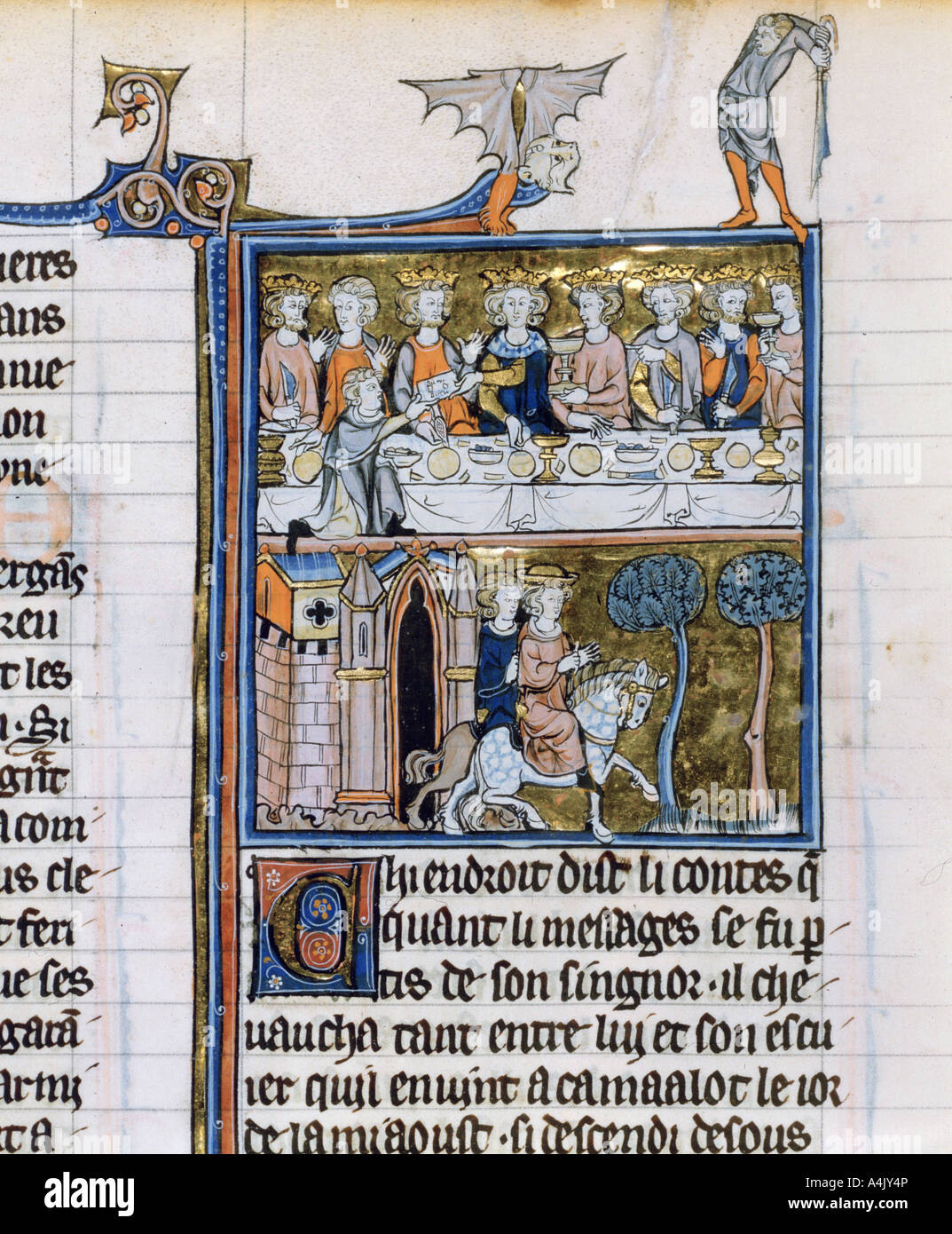 Les coureurs et de banquets, c1280-1290. Artiste : Inconnu Banque D'Images