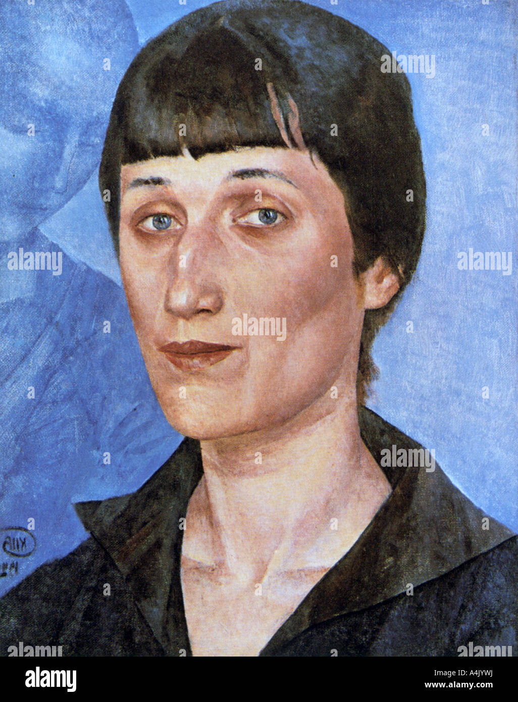 'Portrait d'Anna Akhmatova', 1922. Artiste : Kuz'ma Petrov-Vodkin Banque D'Images