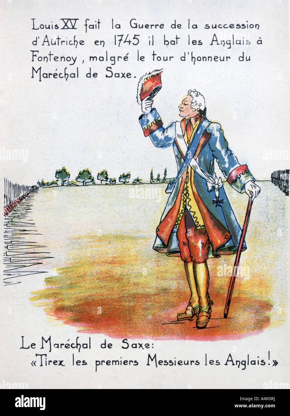 Le maréchal Maurice de Saxe, bataille de Fontenoy, 11 mai 1745 (20e siècle). Artiste : Inconnu Banque D'Images