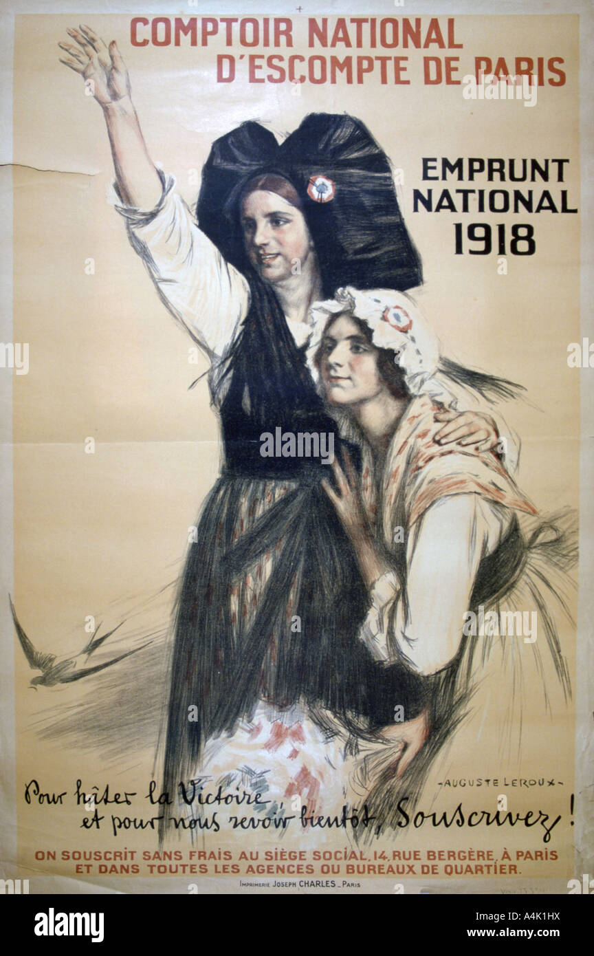 'Comptoir National d'Escompte de Paris", en français La Première Guerre mondiale, l'affiche de 1918. Artiste : Auguste Leroux Banque D'Images