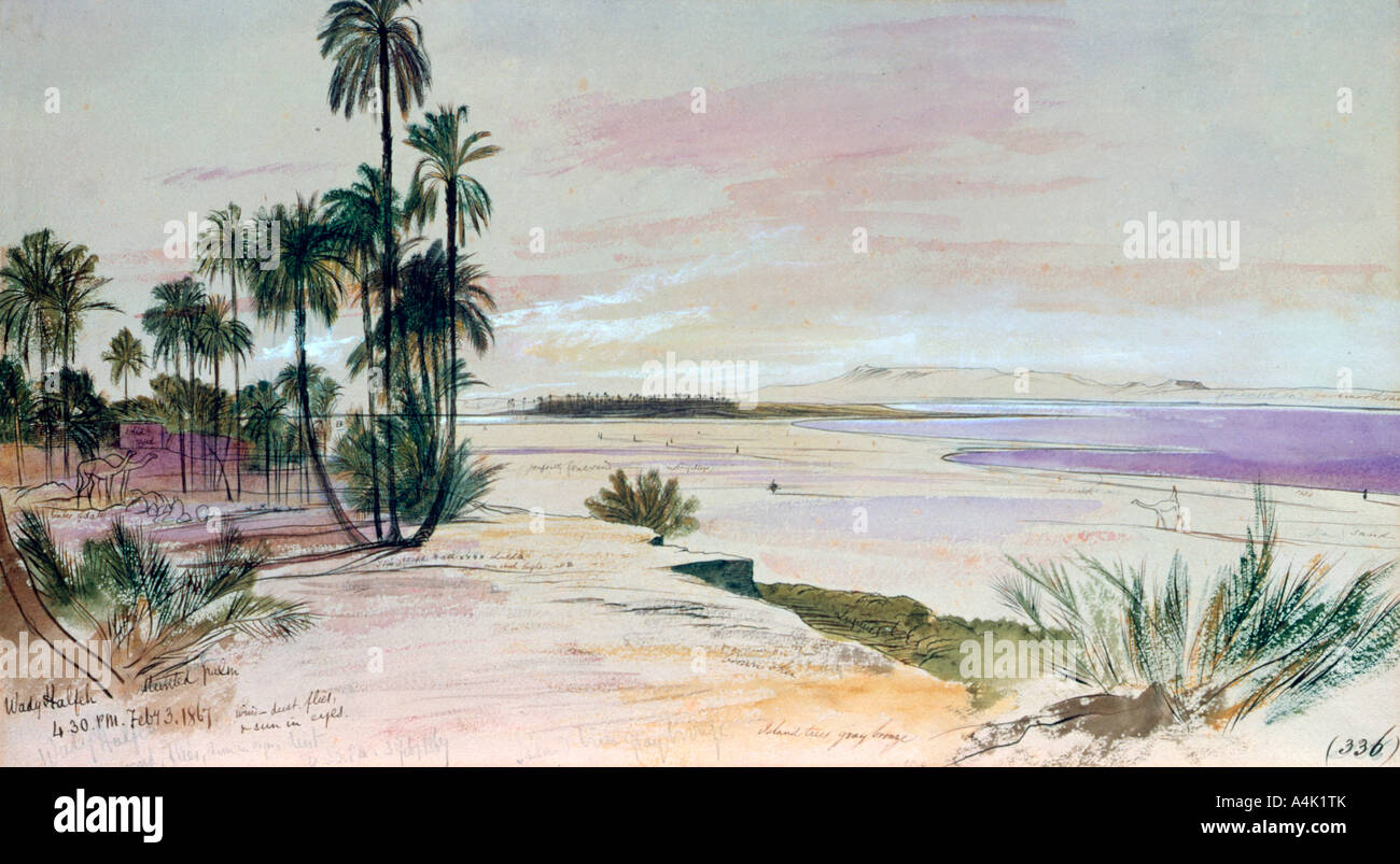 Halfeh "Wadi', 3e février 1867. Artiste : Edward Lear Banque D'Images