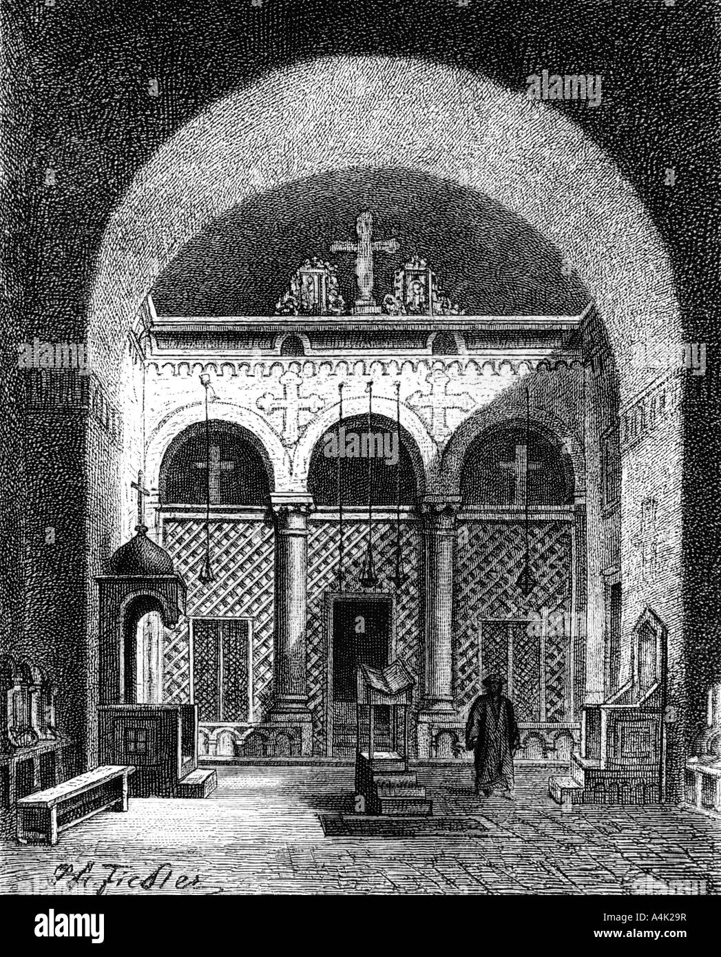 'Intérieur d'une église, de l'Égypte', 1881. Artiste : Inconnu Banque D'Images