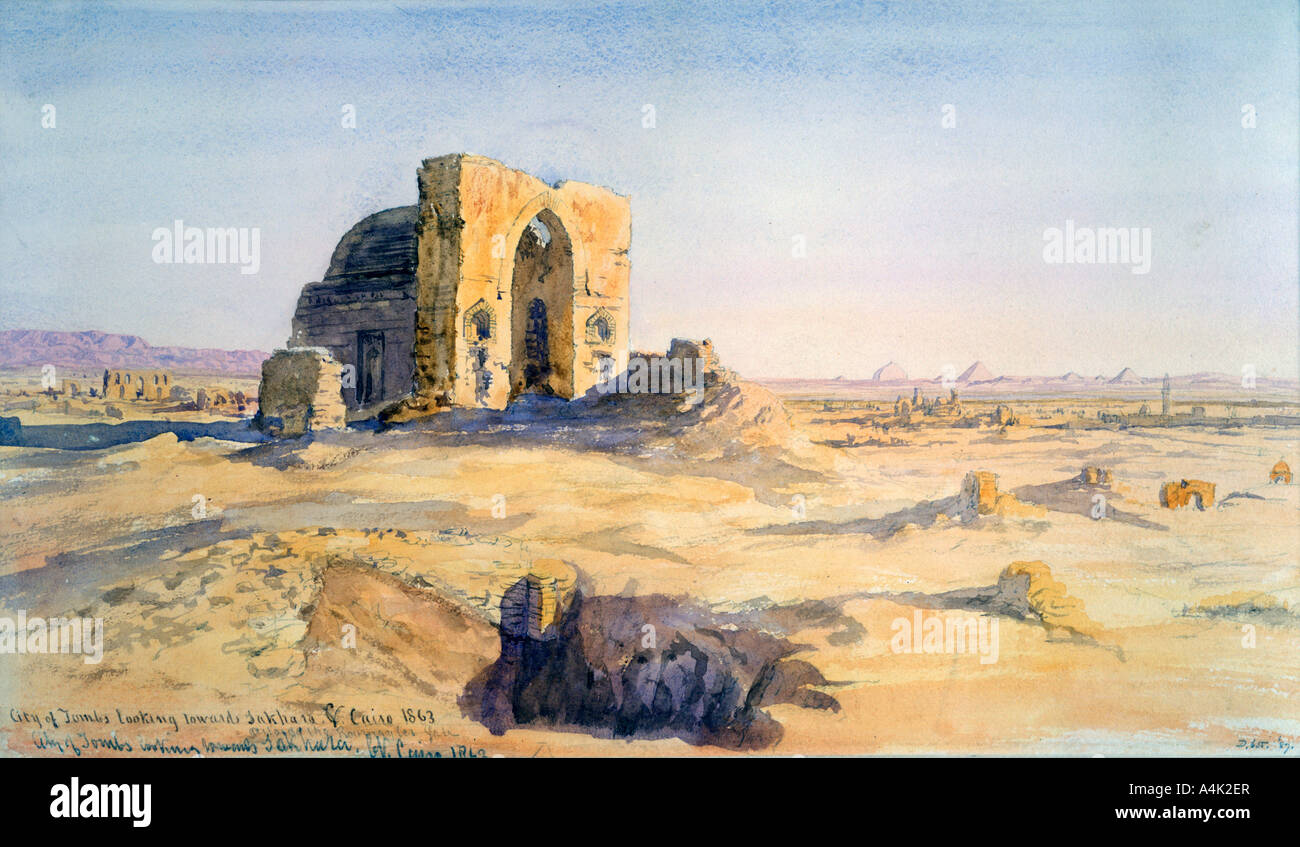 "Ville de tombes, à la recherche vers Sakkara, Le Caire, Egypte, 1863'. Artiste : Charles Emile de Tournemine Banque D'Images