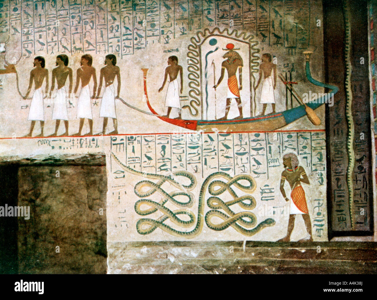 Scène de bateau, tombeau de nobles, Thèbes, Égypte. Artiste : Inconnu Banque D'Images