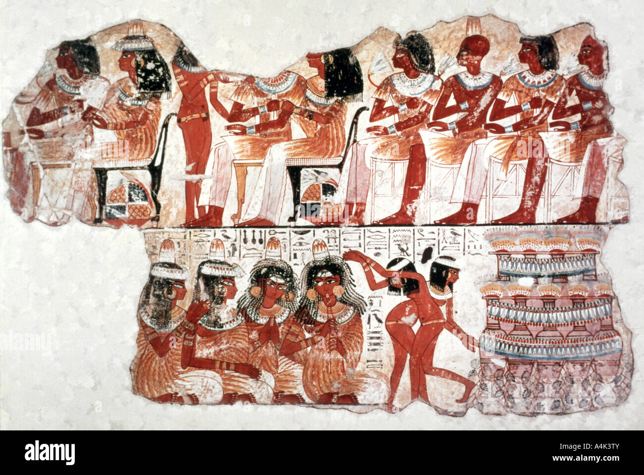 Scène du banquet, peinture murale, Tombe de Nebamun, Thèbes, 18ème dynastie. Artiste : Inconnu Banque D'Images