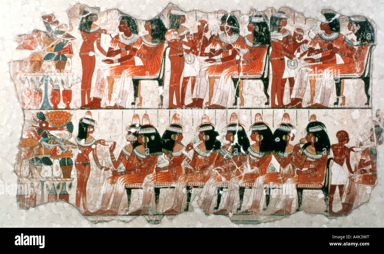 Scène du banquet, 1350 BC. Artiste : Inconnu Banque D'Images