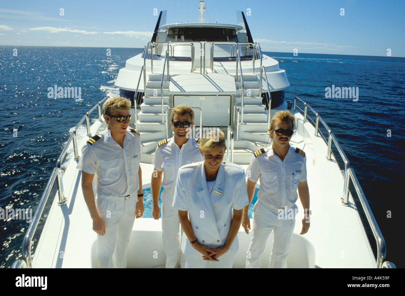 L'équipage du yacht de luxe Banque D'Images