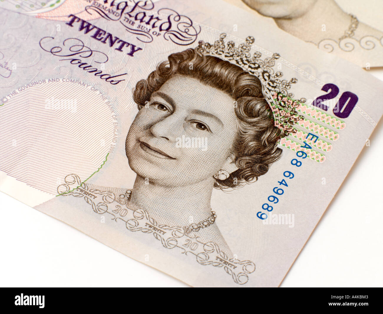 La reine Elizabeth II le note de 20 livres Banque D'Images