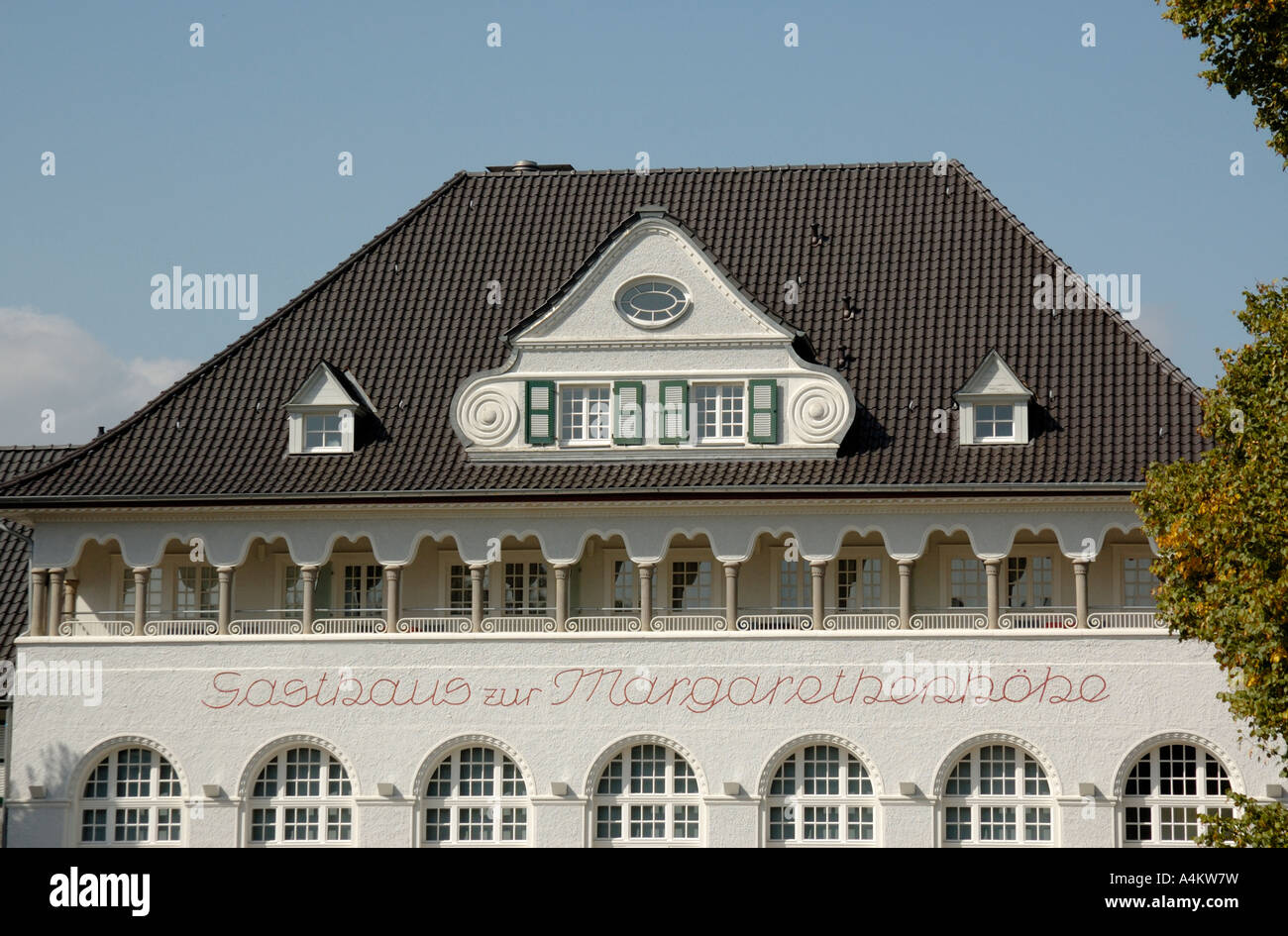 Voir l'ensemble immobilier industriel préservé (de 1910)Margarethenhöhe, Essen, Nord-Rhénanie-Westphalie, Allemagne. Banque D'Images