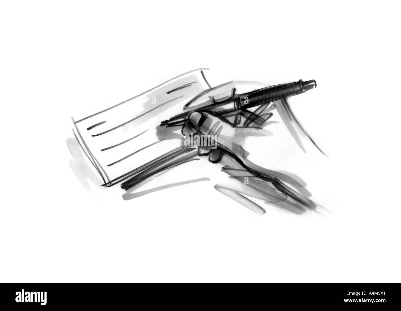 Vérifier l'écriture à la main Banque D'Images