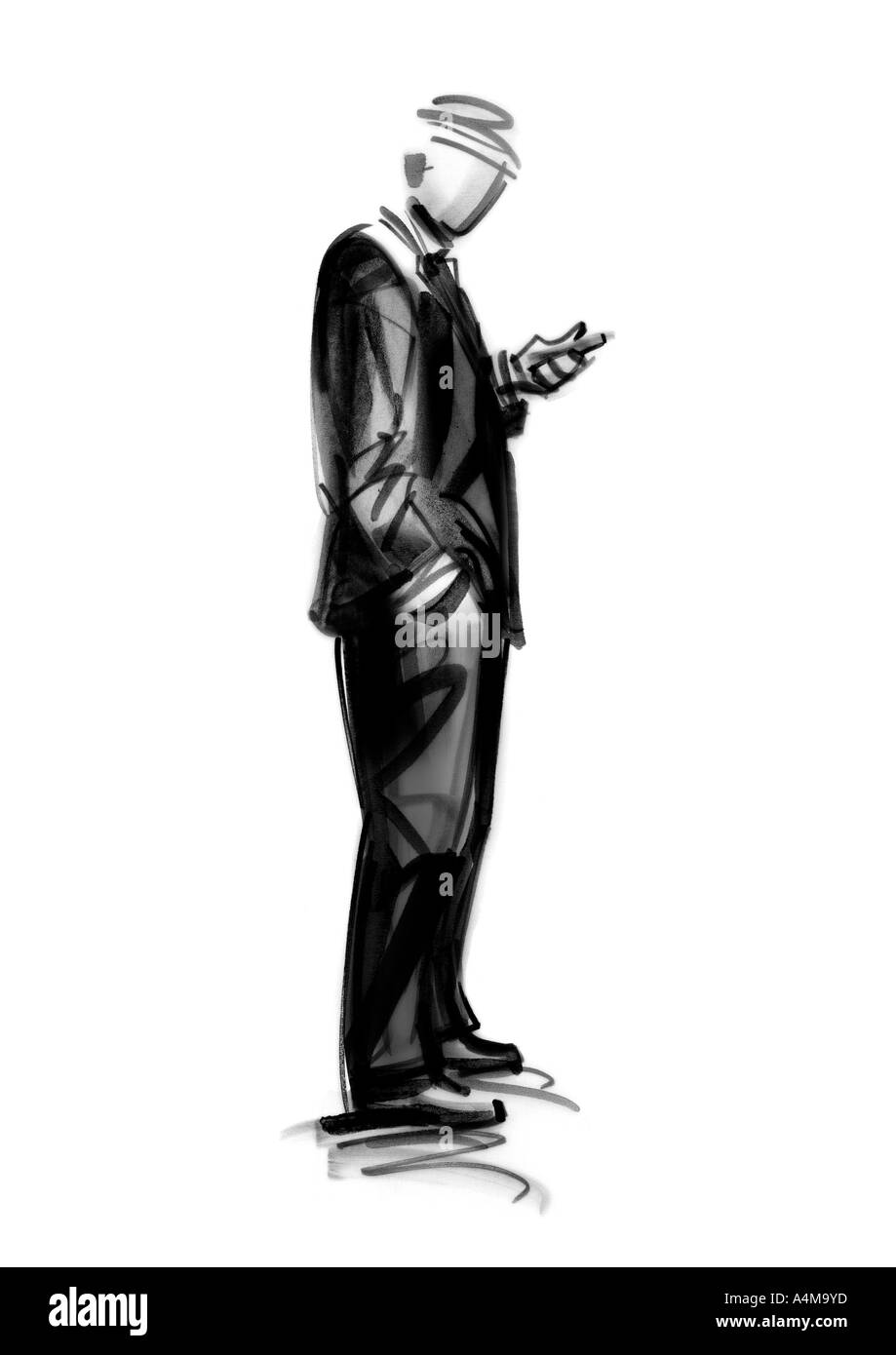 Businessman looking at cell phone Banque D'Images