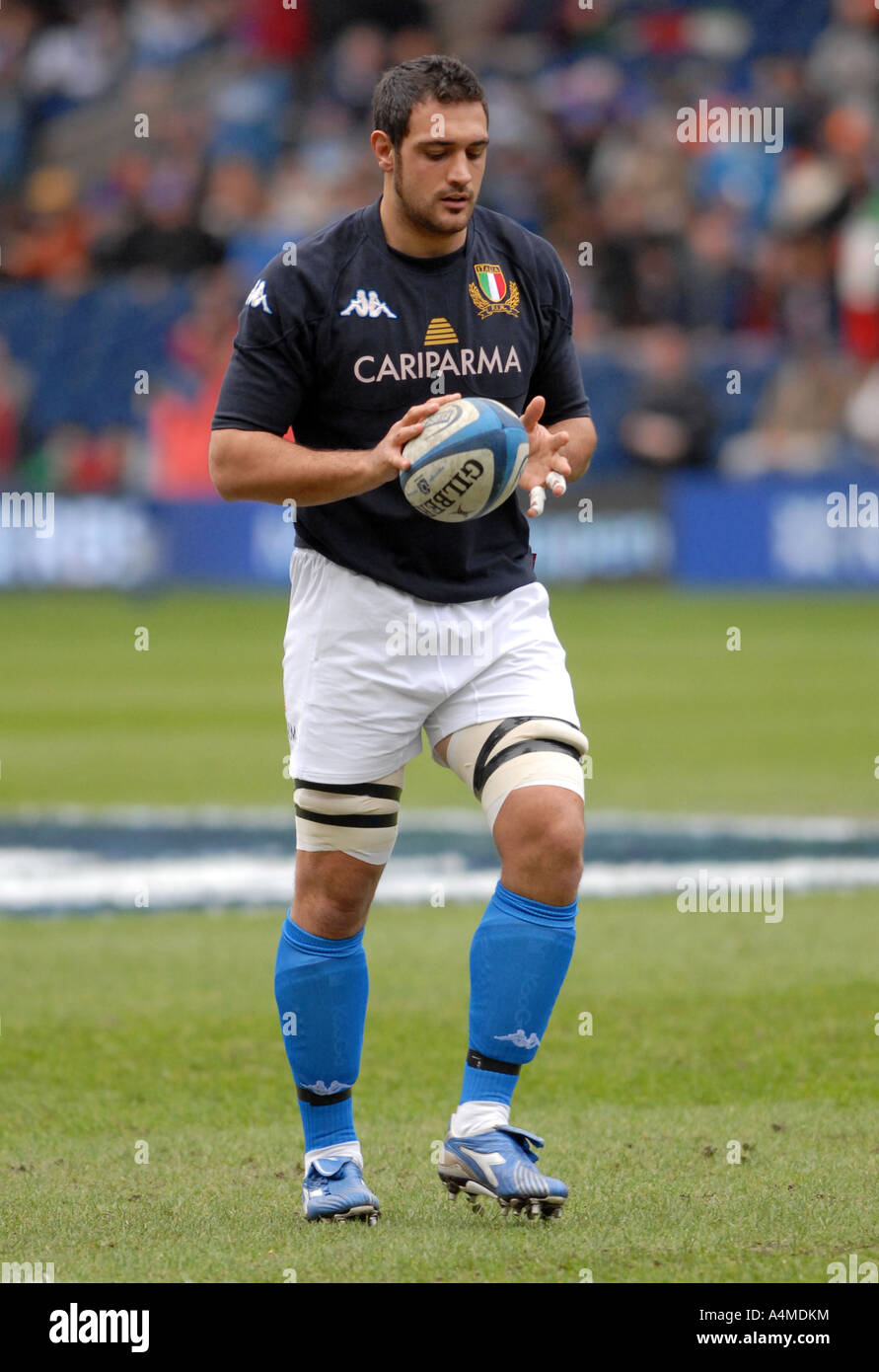 Le capitaine Marco Bortolami rugby italien avant un match des 6 Nations contre l'Écosse à Murrayfield Banque D'Images