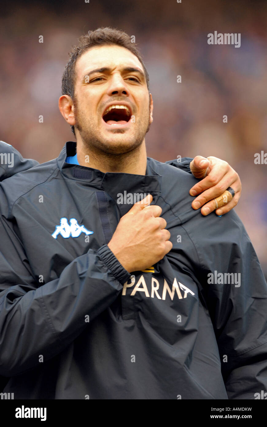 Le capitaine Marco Bortolami rugby italien avant un match des 6 Nations contre l'Écosse à Murrayfield Banque D'Images